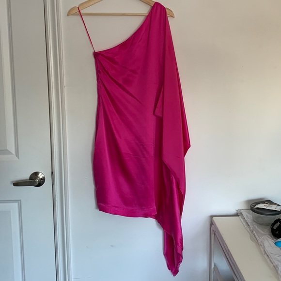 Robert Rodriguez Fuchsia Asymmetrical Silk Dress - Picture 2 of 9